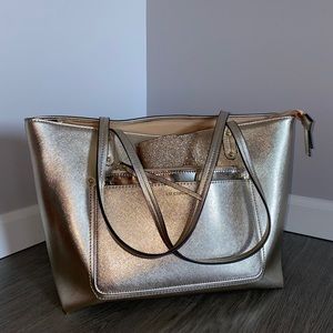 Gold tote bag with little wallet included